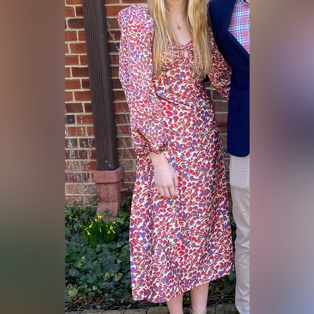 Sachin + Babi x Anthropologie Red and Pink Floral Midi Dress